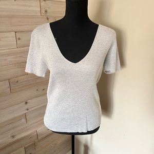 Ribbed V-neck sweater top